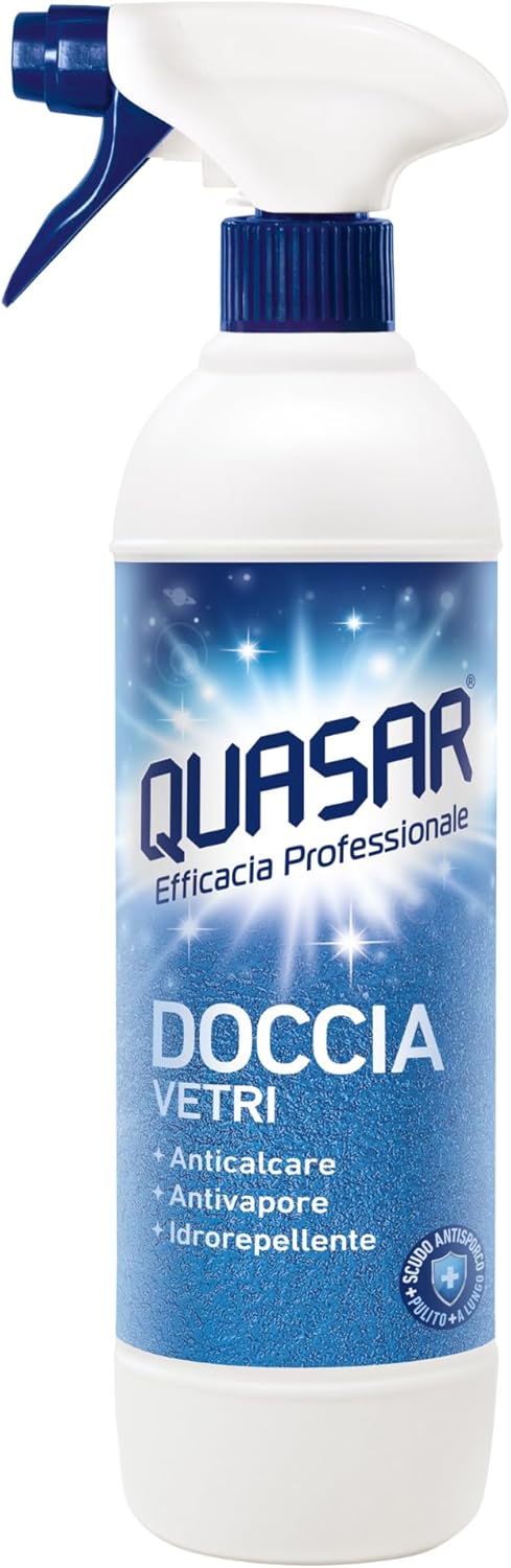 Quasar Doccia Vetri - Spray Detergente Anticalcare Idrorepellente 680 ml